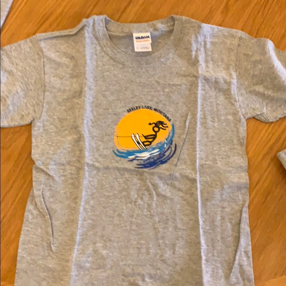 Youth Seeley lake water skier t shirt grey